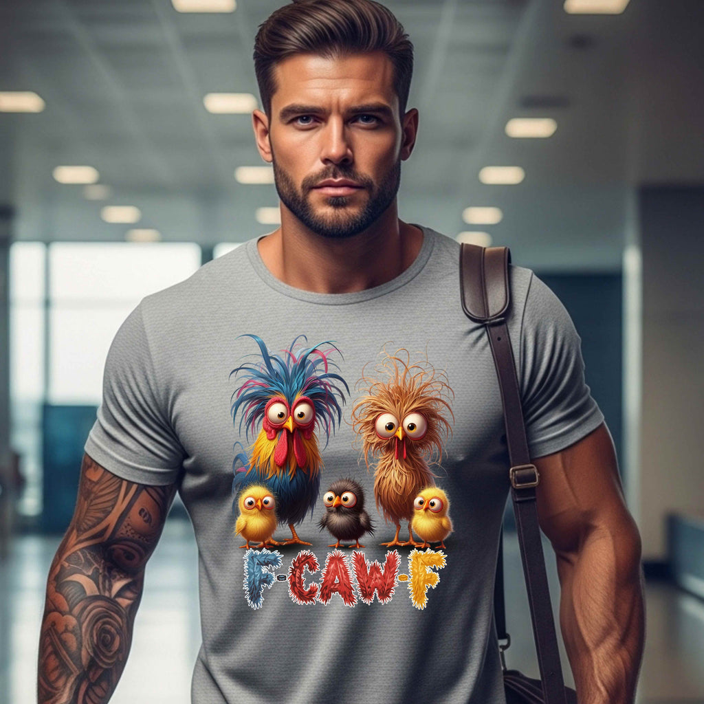 F-Caw-F Family Fun Unisex Heavy Cotton Tee, Animal Lovers Gift, Casual Wear, Funny Graphic Tee, Birthday Present, Kids' Cartoon Shirt