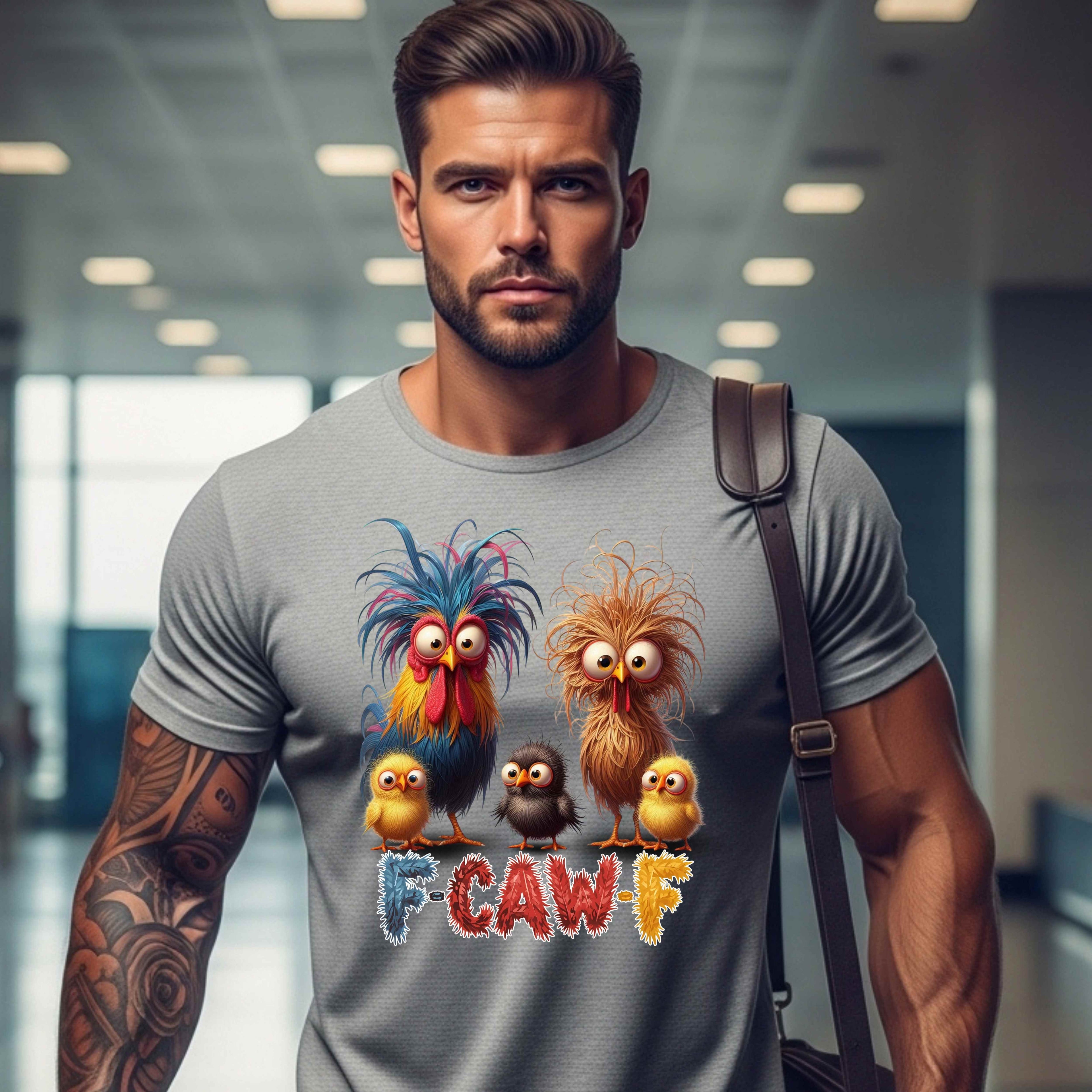 F-Caw-F Family Fun Unisex Heavy Cotton Tee, Animal Lovers Gift, Casual Wear, Funny Graphic Tee, Birthday Present, Kids' Cartoon Shirt