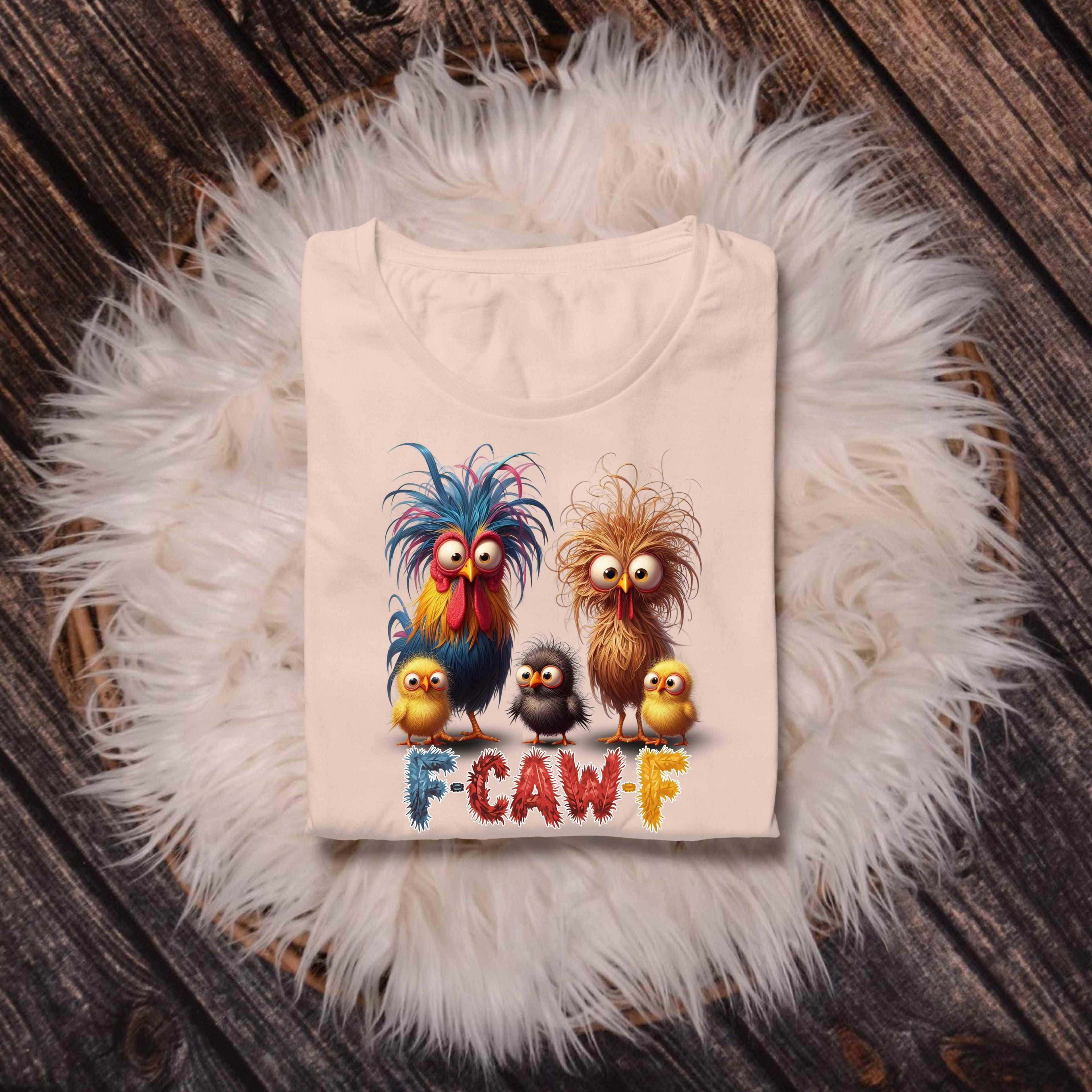F-Caw-F Family Fun Unisex Heavy Cotton Tee, Animal Lovers Gift, Casual Wear, Funny Graphic Tee, Birthday Present, Kids' Cartoon Shirt